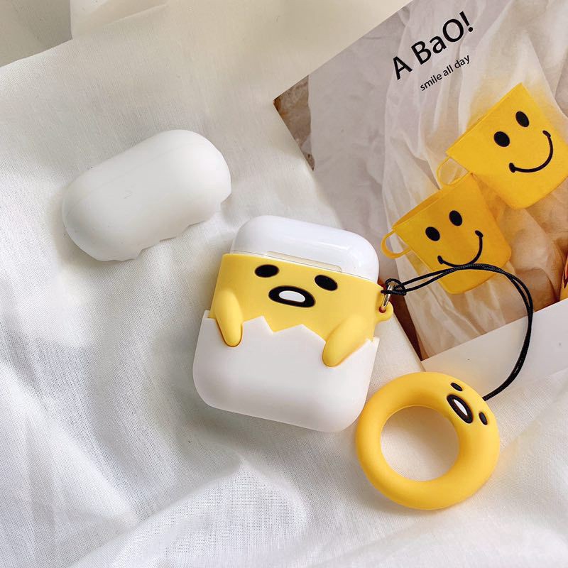 Vỏ bảo vệ hộp sạc tai nghe Airpods1 2 làm bằng silicon thiết kế họa tiết Gudetama