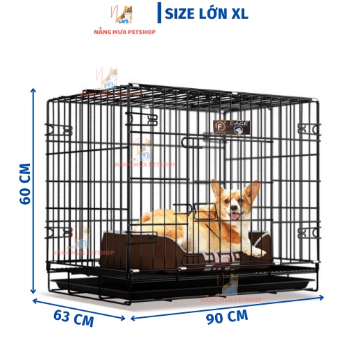 Chuồng chó, chuồng mèo sơn tĩnh điện size Lớn XL 90x60x63cm