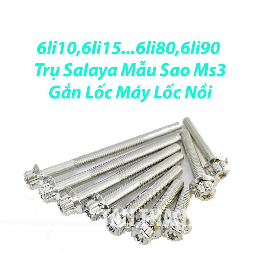 Ốc Salaya Inox 304 6li10 6li15 6li20 6li25 6li30 6li35 6li40 6li50 6li60 6li65 6li70 6li80 6li90 Bắt Lốc Máy Các Dòng Xe