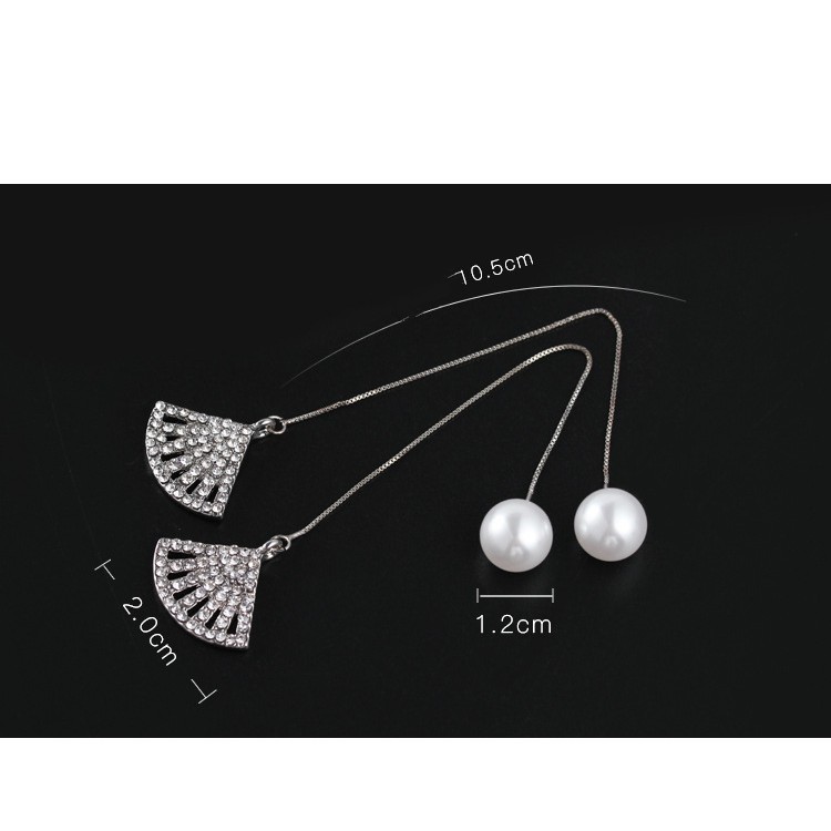 Hoa tai 2 đầu hình quạt bạc Ý S925 HT98