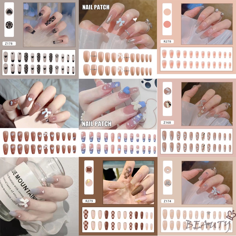 Set 24 Móng Tay Giả Dáng Dài Có Thể Tháo Rời Tiện Dụng