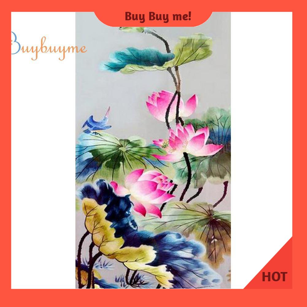 Bộ tranh đính đá 5D tự làm hình hoa sen đẹp mắt