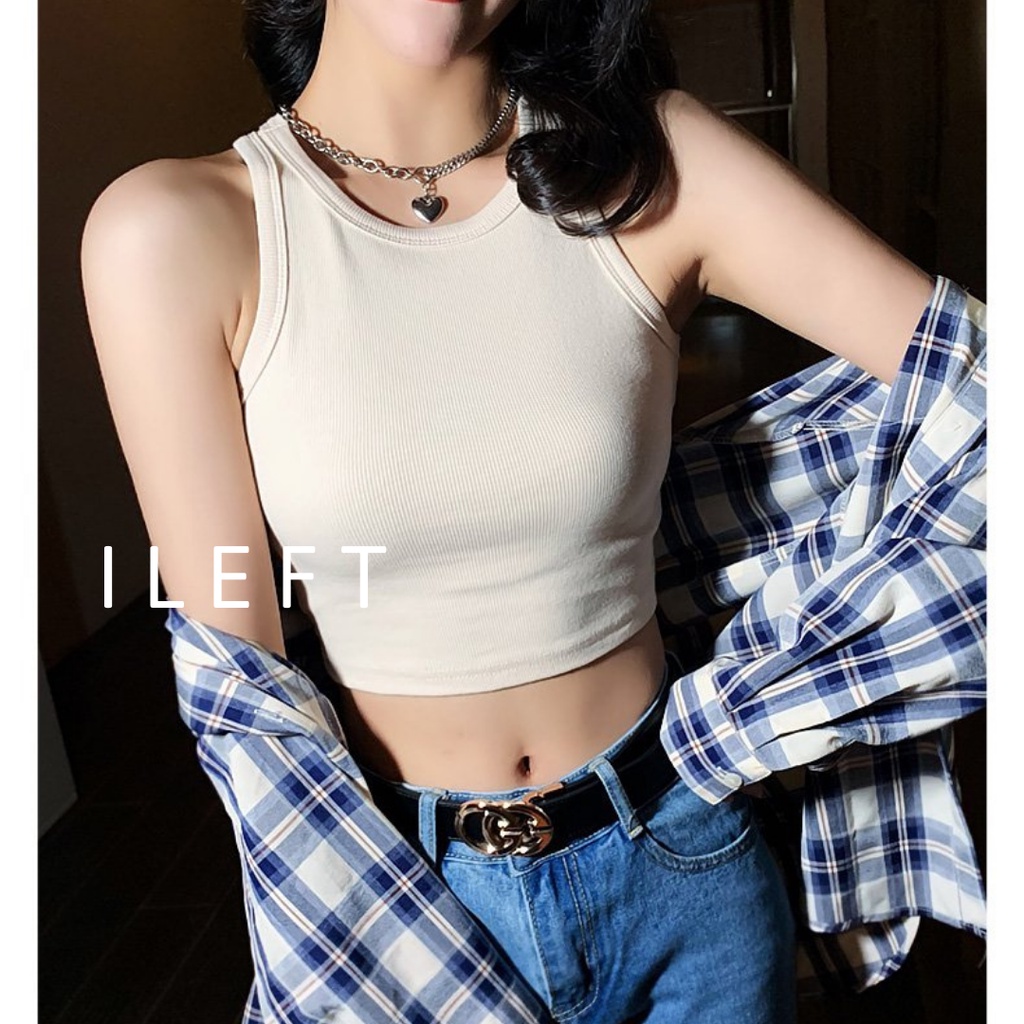 Áo croptop nữ sát nách ❤️ILEFT❤️ croptop ôm ba lỗ , áo thun croptop100% cotton trắng, đen