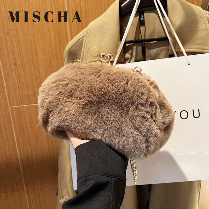 Mischa Túi Đeo Chéo Vai Màu Trơn Chất Liệu Lông Đơn Giản Thời Trang Thu Đông