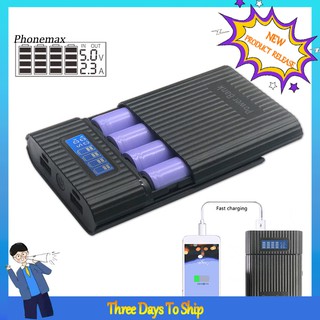 Hộp Đựng Pin Sạc Dự Phòng 4 Ngăn 18650 Có Đèn Led Diy
