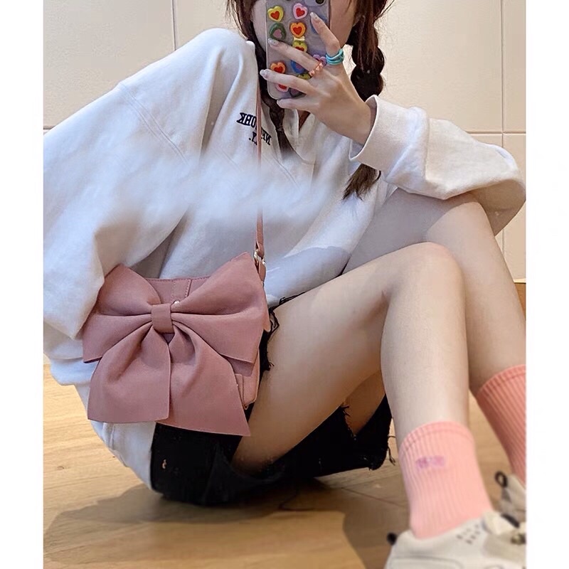 Túi đeo vai đính nơ niche all -mitch phong cách vintage dễ phối đồ