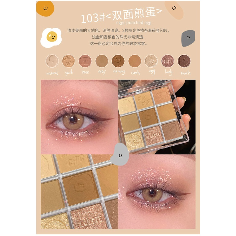 Bảng phấn mắt Flortte chín màu tông lì và ánh ngọc trai trẻ trung ABG MAKEUP