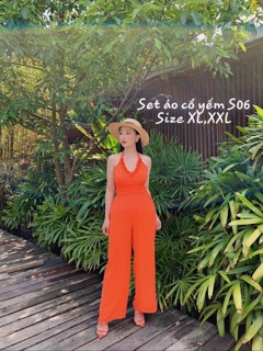 SET ÁO CỔ YẾM S06 MÀU CAM