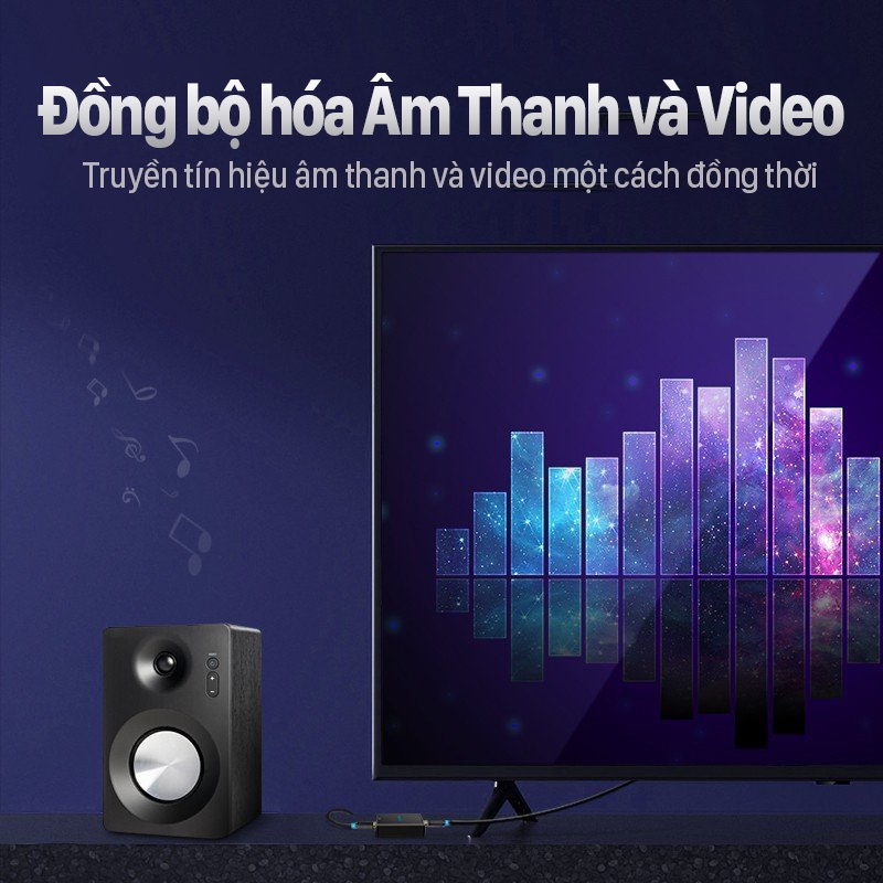 Dây HDMI Vention cáp HDMI to HDMI 1m 3m chuẩn 2.0 4K 60Hz tivi, pc, máy tính, laptop BH 12T