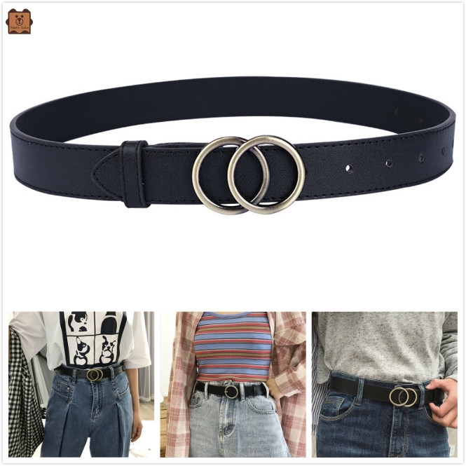 Thắt Lưng Da Màu Trơn Khoen Tròn Thời Trang Cá Tính Cho Nữ