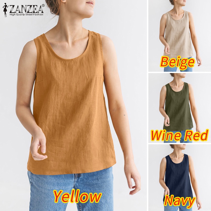 Zanzea Áo Hai Dây Cổ Tròn Màu Trơn Thoải Mái Thời Trang Cho Nữ