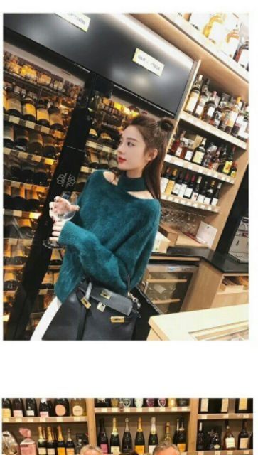 Áo len lông cổ cao trễ vai | BigBuy360 - bigbuy360.vn