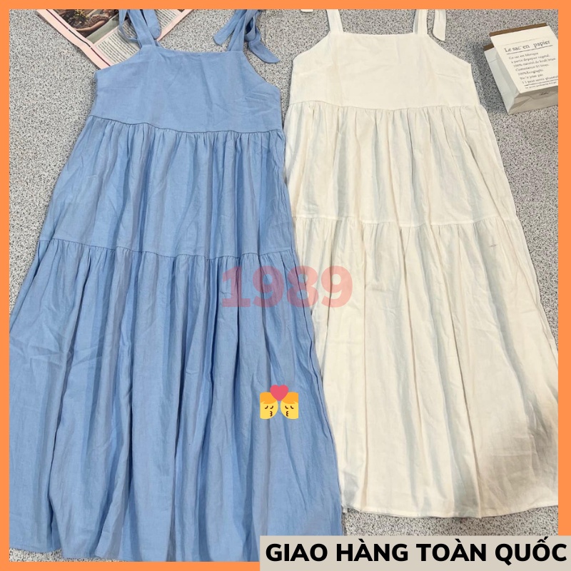 Váy babydoll 2 dây buộc nơ vai, Đầm 2 dây babydoll buộc nơ vai MÂY_1989