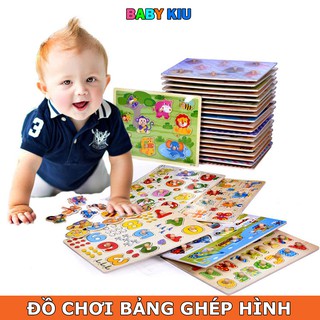 ĐỒ CHƠI GHÉP HÌNH BẢNG NÚM GỖ (CHỮ, SỐ, CON VẬT...)