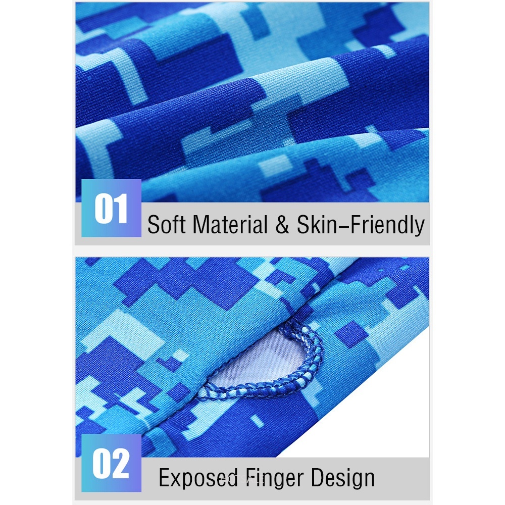 Găng Tay Ống Chống Tia UV Bằng Lụa Mát Họa Tiết Rằn Ri Cho Nam Và Nữ Đi Xe Đạp 50+