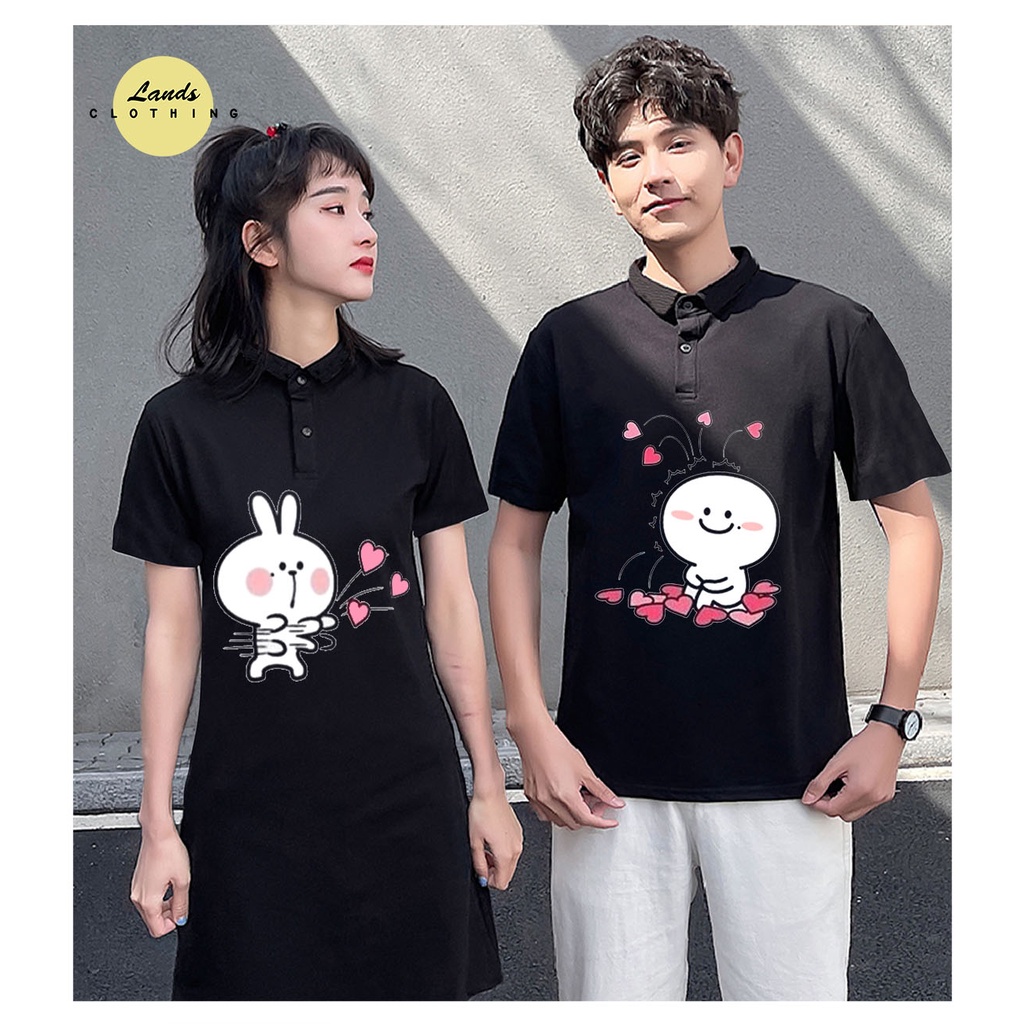 Đồ đôi Áo và Váy có cổ hình icon bắn tim đáng yêu, độc lạ (SIZE 40 - 110 KG)