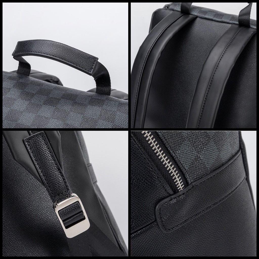 ★ BALO THỜI TRANG UNISEX NAM NỮ DA PU ĐEN TRƠN CAO CẤP KẾT HỢP KHÓA KÉO BẠC THỜI TRANG ( 38 x 27 x 16cm )