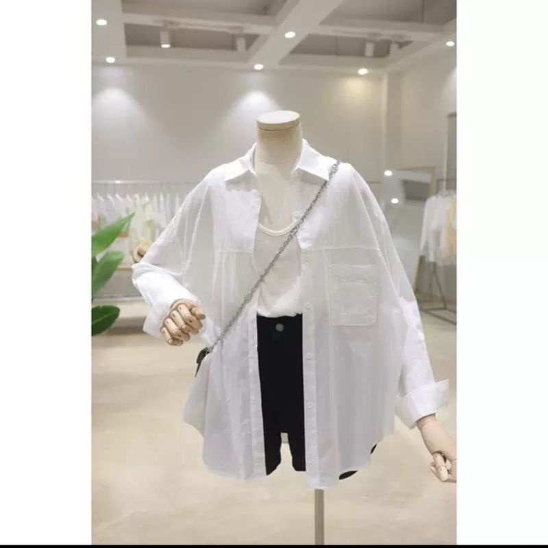 Áo sơ mi đũi túi ngực from rộng ulzzang