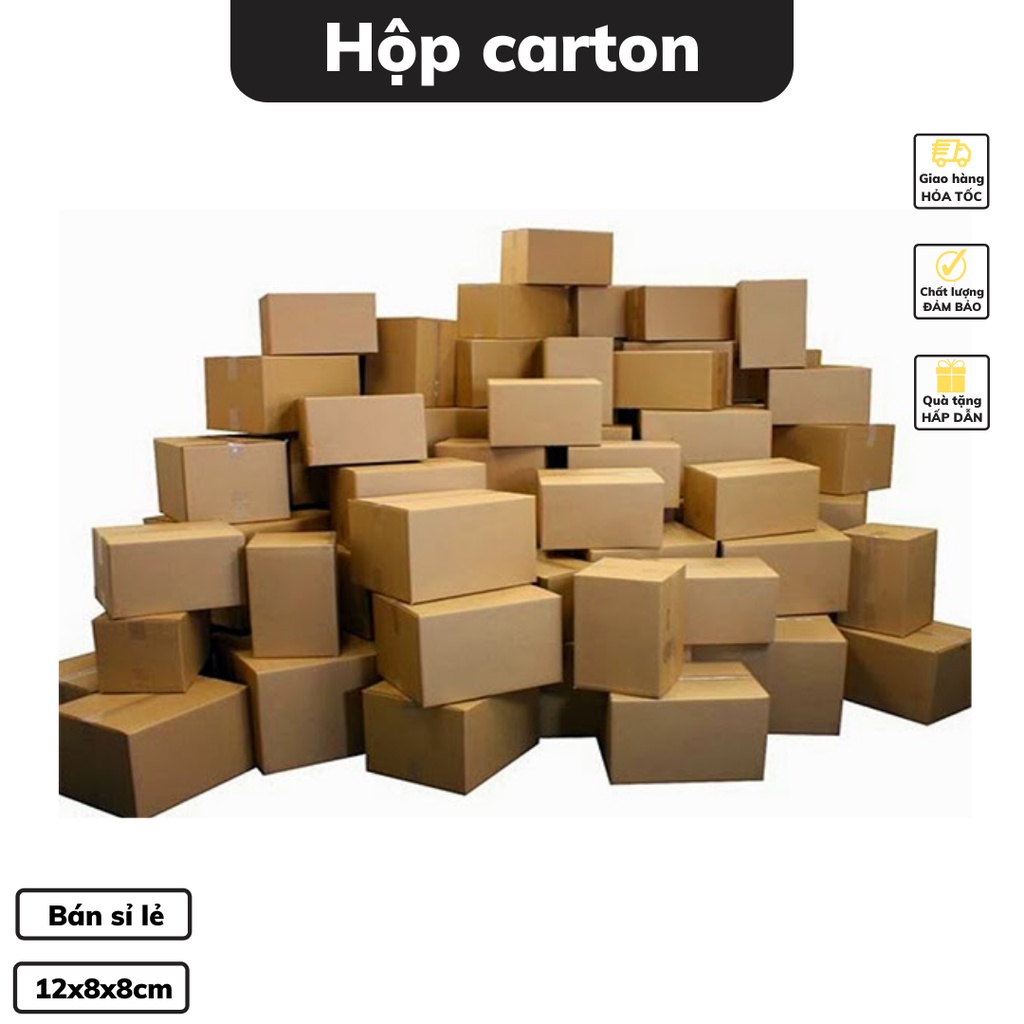 Hộp Carton 12 x 8 x 8 cm đóng hàng bìa carton 3 lớp cỡ vừa đóng hộp quà bán sỉ lẻ nhiều kích cỡ khác nhau