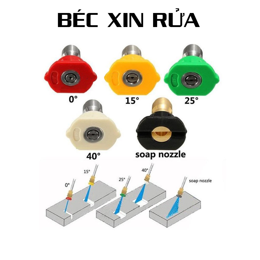 Béc xịt rửa xe béc cao áp béc mỏ vịt béc rửa xe đầu nhiều góc phụ kiện máy xịt rửa xe | TC