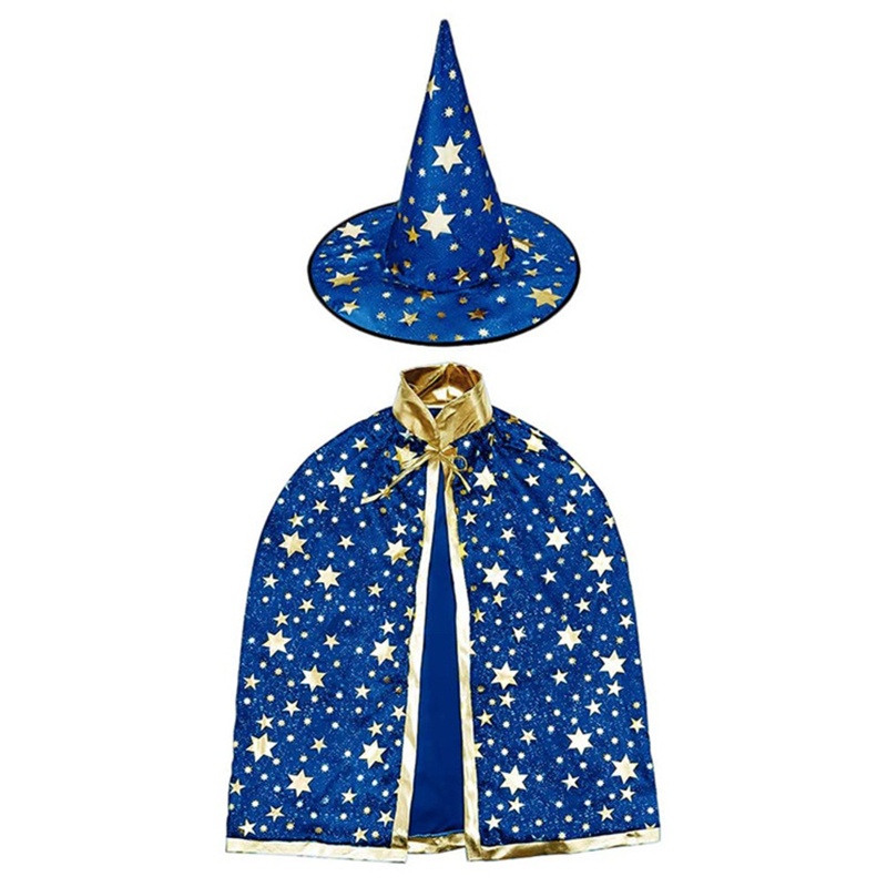 Set 2 Món Đồ Hóa Trang Phù Thủy Gồm Nón + Áo Choàng Hóa Trang Halloween Cho Bé