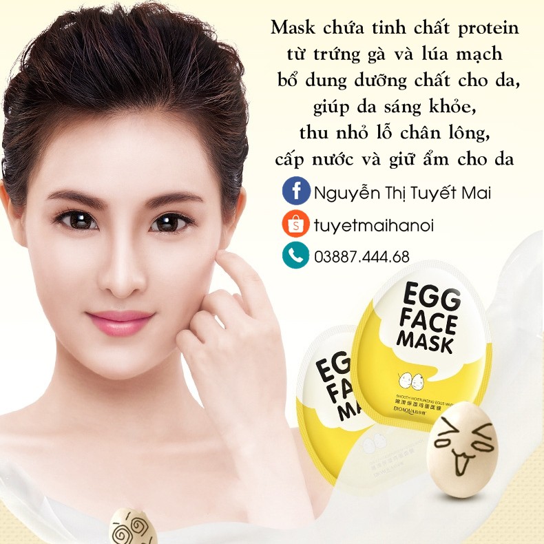 Combo 5 mặt nạ trứng gà BIOAQUA - EGG FACE MASK