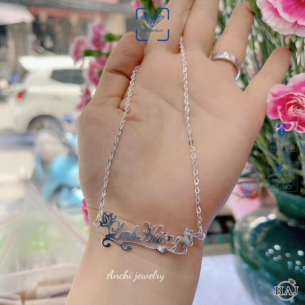 Dây chuyền mèo kitty khắc tên cho bé gái, chuẩn bạc ta nguyên chất, Anchi jewelry