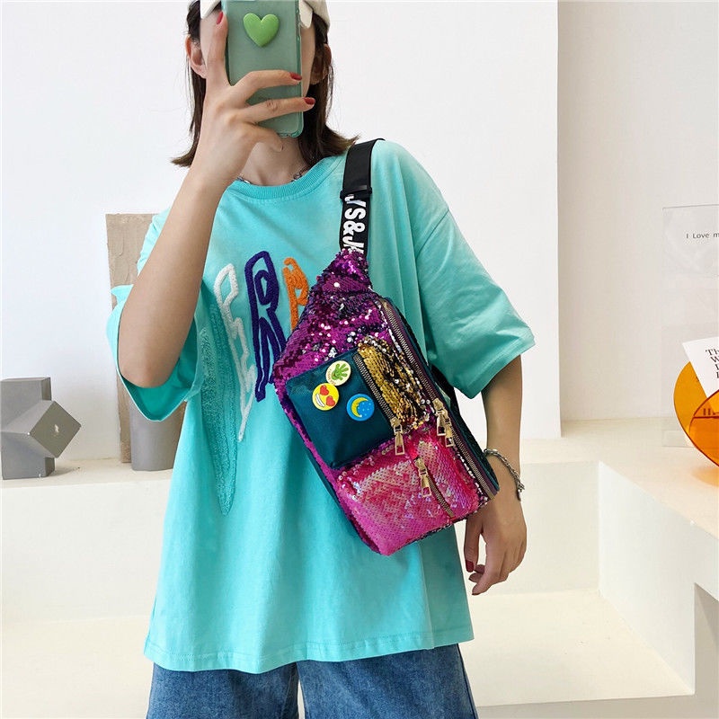 Túi Đeo Chéo Vai Đính Sequin Màu Gradient Thời Trang Dành Cho Nữ