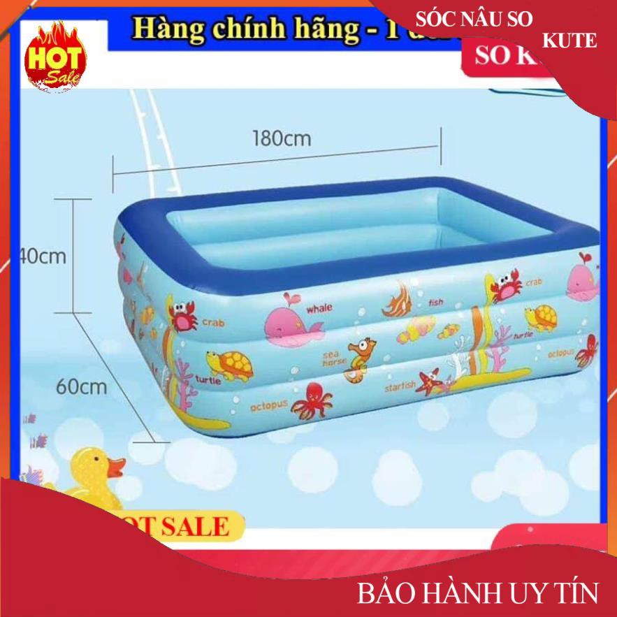 Xả kho giá sốc -  bể bơi phao cho bé loại nào tốt,Bể bơi phao trong nhà, hình chữ nhật kích thước 180cm - uy tin 1 đổi 1