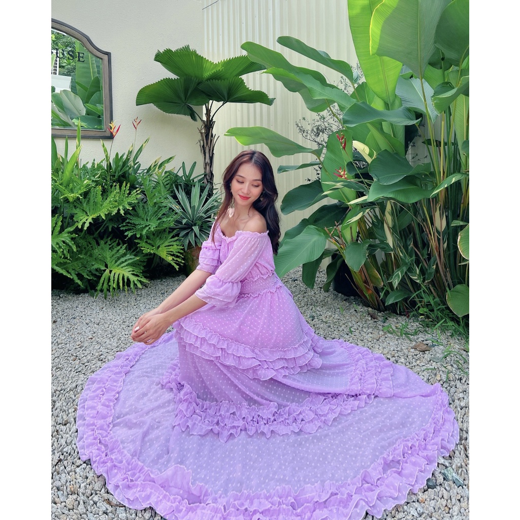 Đầm maxi tím bèo xòe siêu xinh