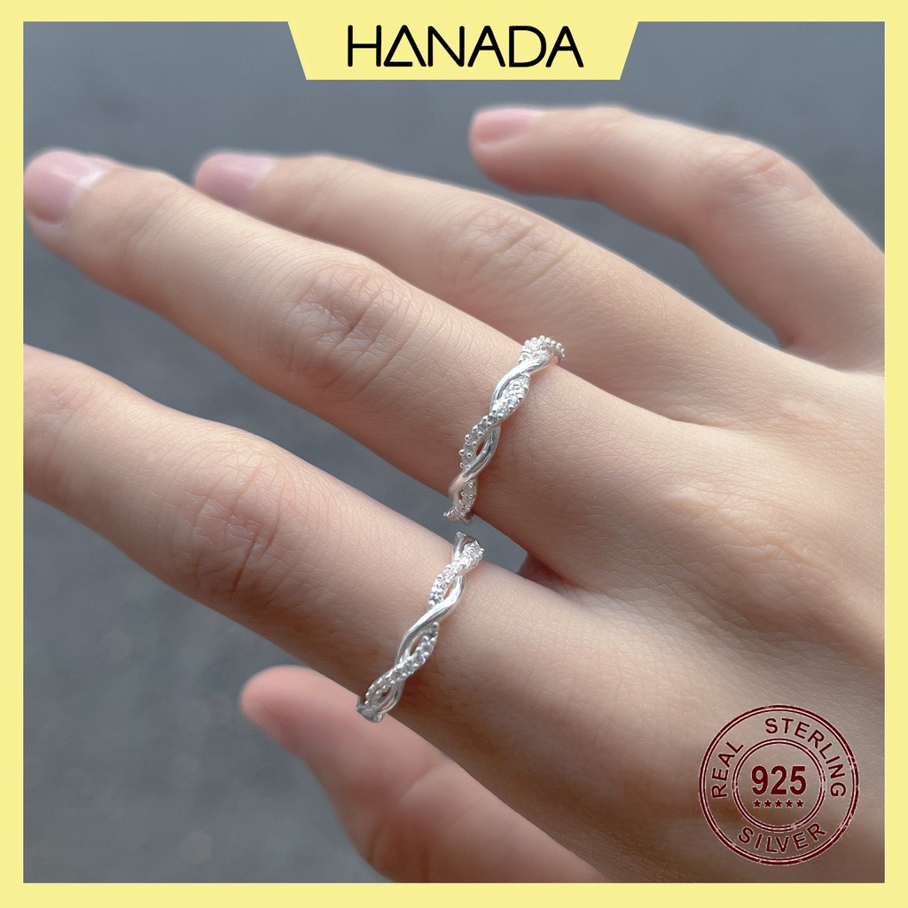 Nhẫn Bạc 925 Hanada N12.R.2.B.180.0646 Xoắn Đá