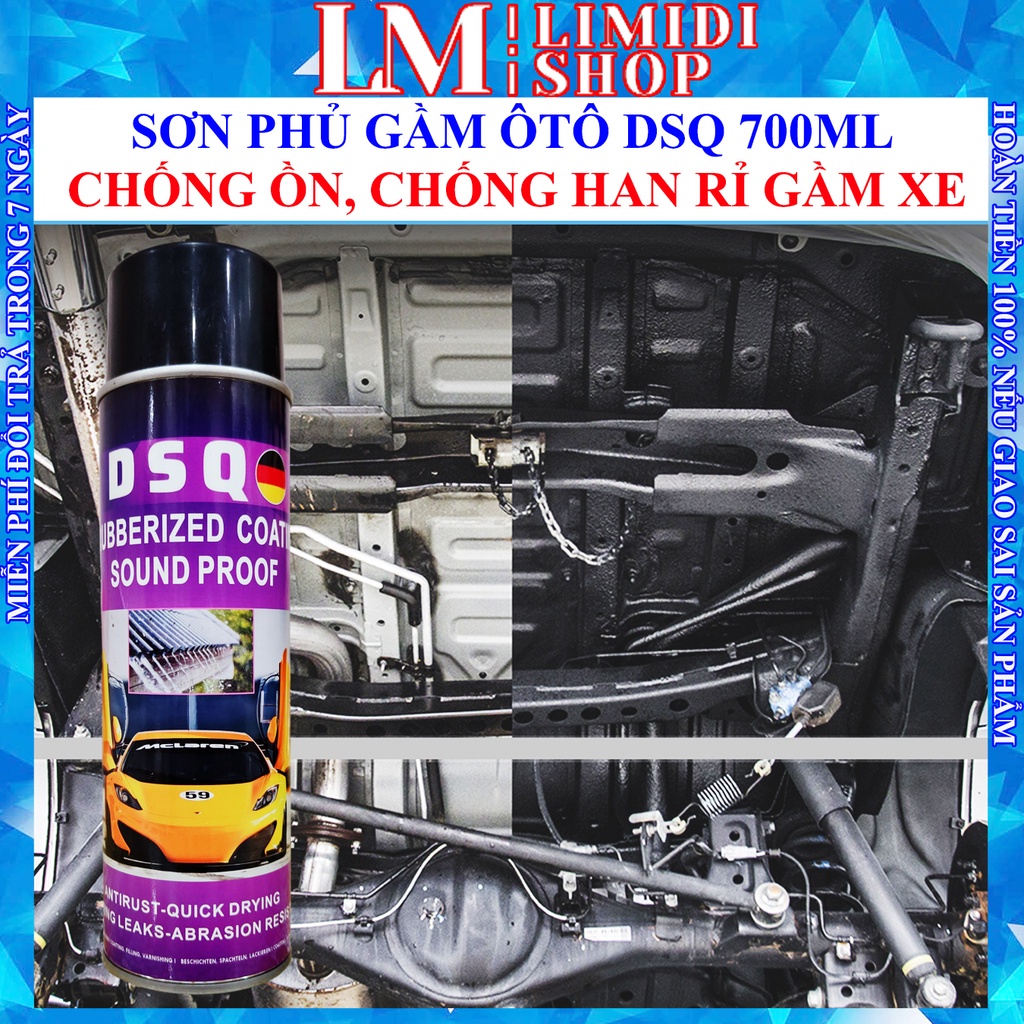Sơn Phủ Gầm Ô tô - Sơn Phủ Gầm Xịt Tay - Giảm Tiếng Ồn Đá Văng, Tăng Độ Bền Khung Gầm, Cách Âm Xe Hơi - DSQ