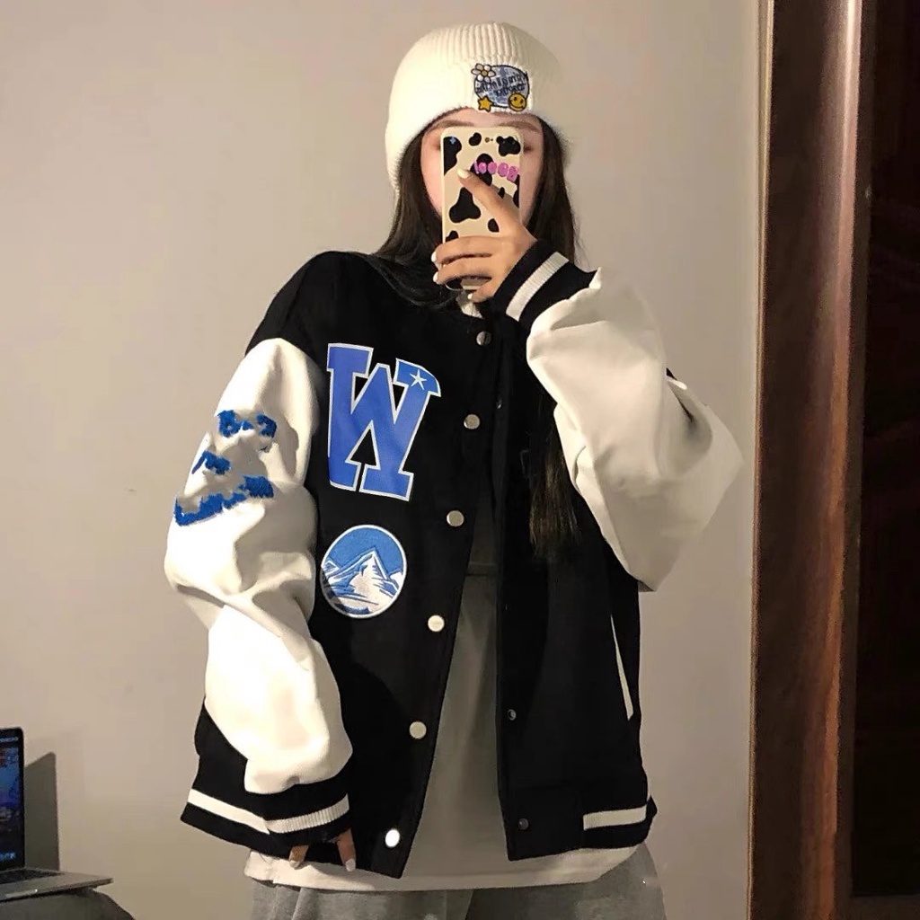 Áo varsity jacket WORLD 2021, áo khoác varsity jacket form rộng chất nỉ đẹp thời trang hàn quốc unisex | BigBuy360 - bigbuy360.vn