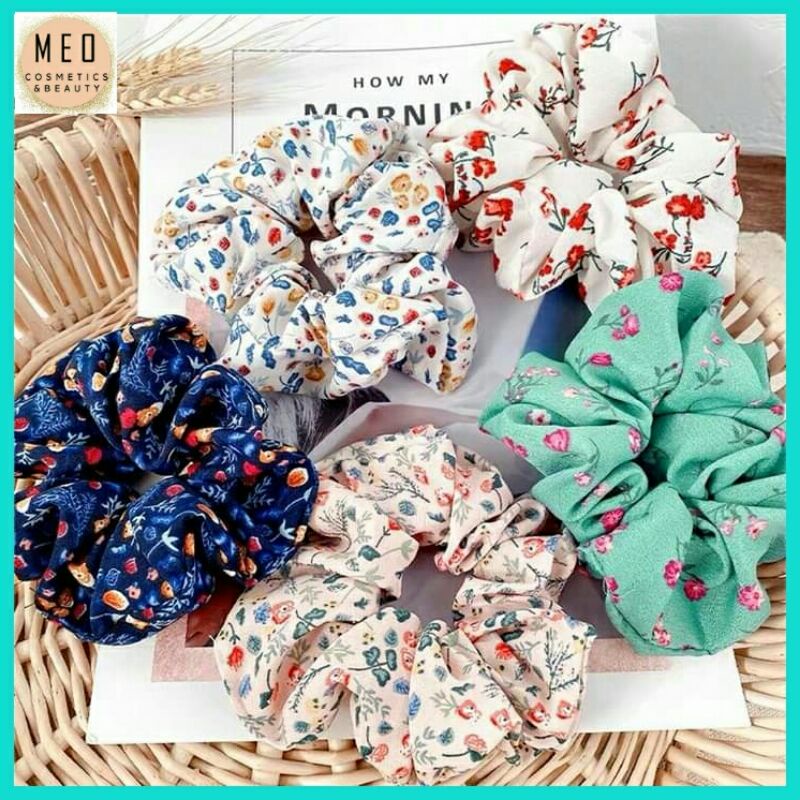 Dây buộc tóc, cột tóc scrunchies hoa dễ thương
