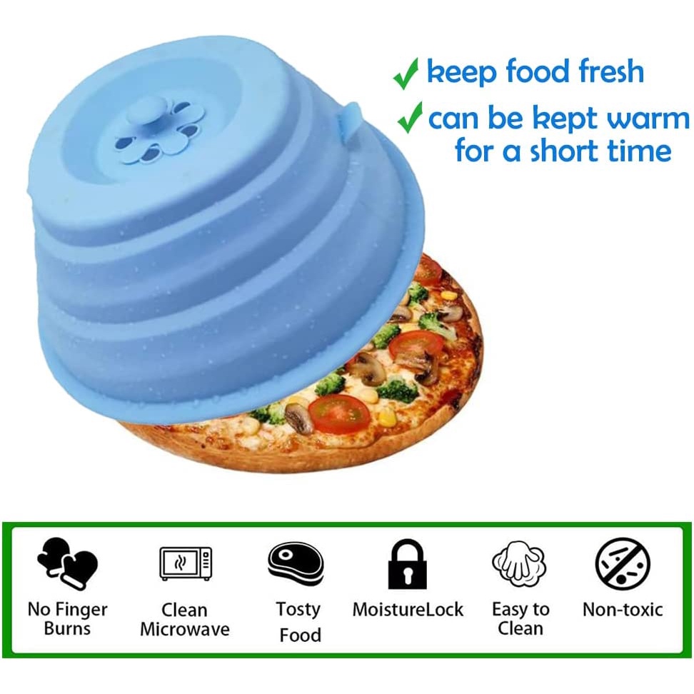 Nắp Đậy Lò Vi Sóng Bằng Silicone Từ Tính Chống Đổ Có Thể Gấp Lại 11in &amp; BPA An Toàn Không Chứa BPA