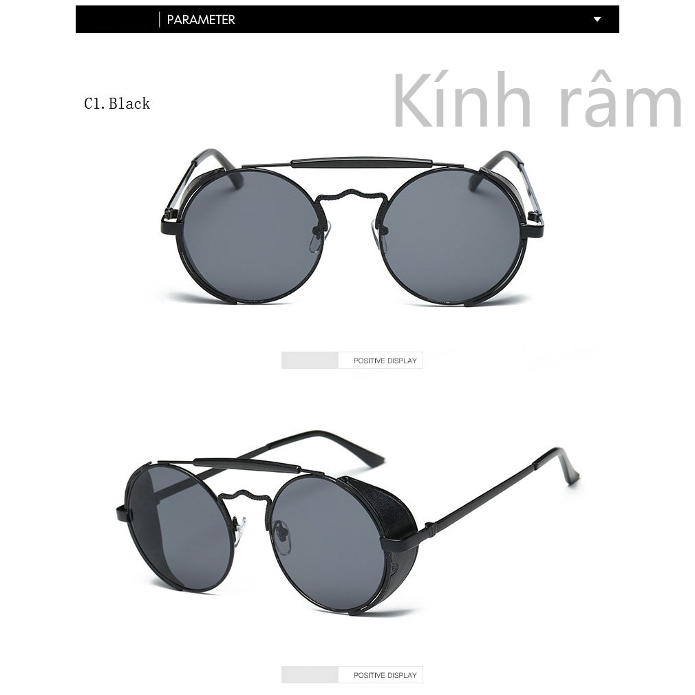 Kính râm tròn gọng kim loại thời trang cho nam và nữ
