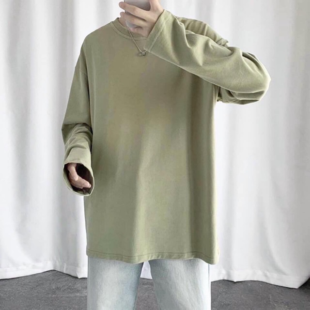 áo thun dài tay trơn Unisex form rộng basic Long sleeve tee 5 màu