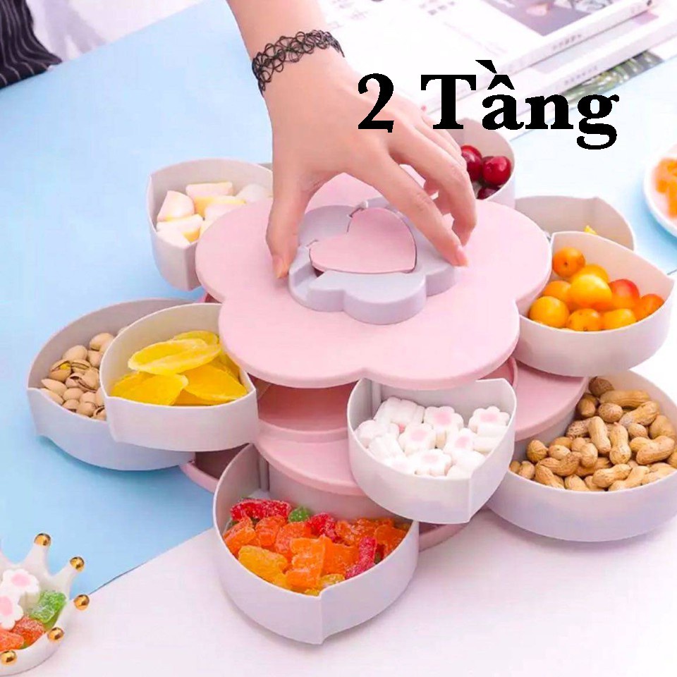 [FREESHIP❤️] KHAY ĐỰNG MỨT 10 NGĂN DẠNG XOAY HÌNH CÁNH HOA TẾT 2021