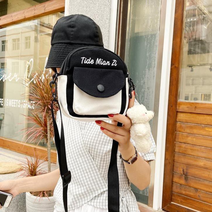 Túi tote Vải Canvas Đeo Chéo Tide Mian Phong Cách Hàn Quốc Xinh Xắn Dành Cho Nữ