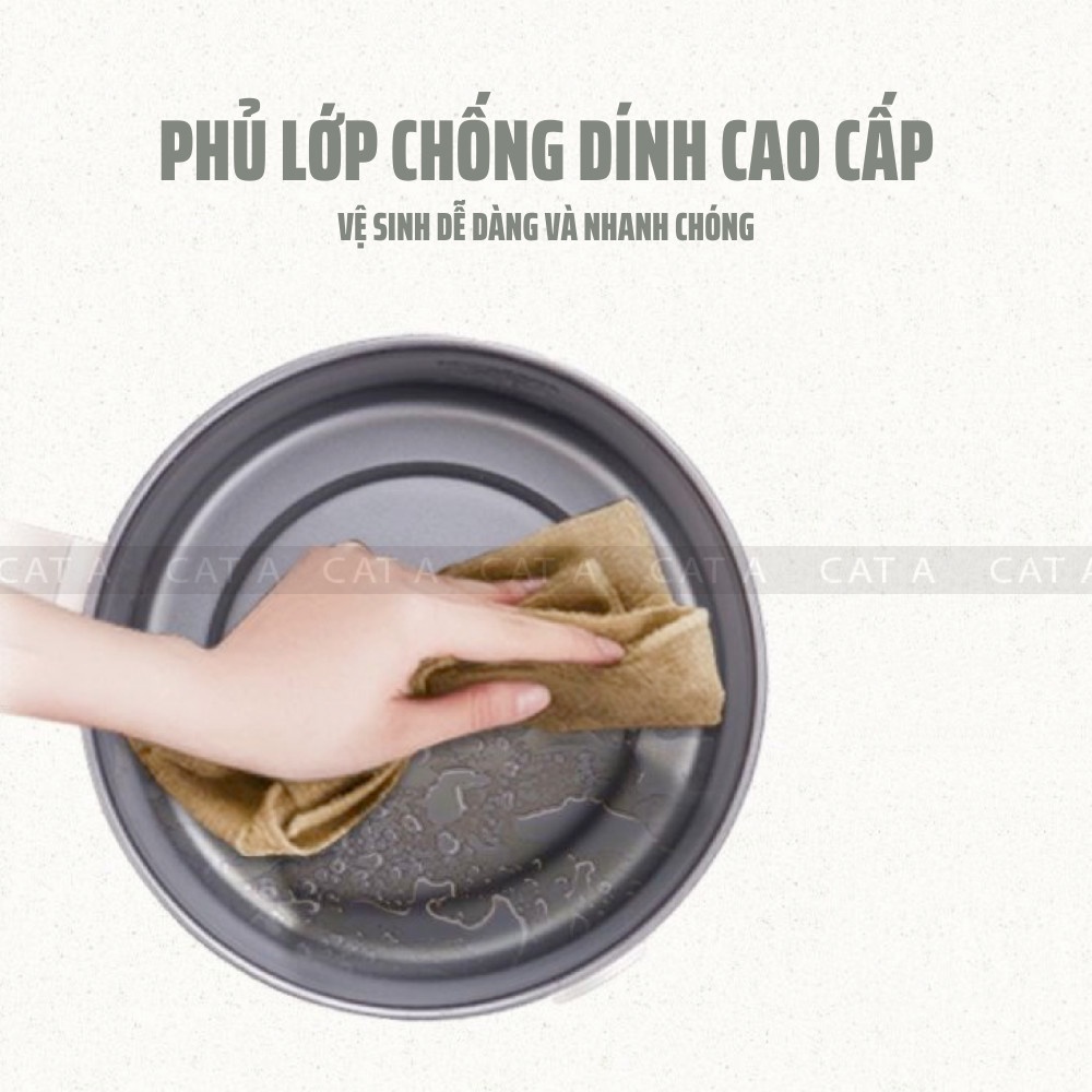 (CHÍNH HÃNG) Nồi điện mini đa năng BEAR 2 tầng chống dính dùng để hấp, hầm cháo, nấu mỳ, lẩu, chiên rán - Công suất 600W