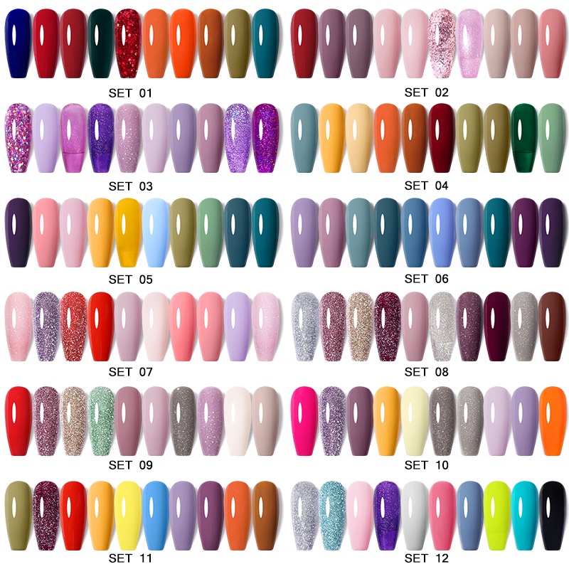 Bộ 10 lọ gel sơn móng tay Ur Sugar 7.5ml nhiều màu sắc