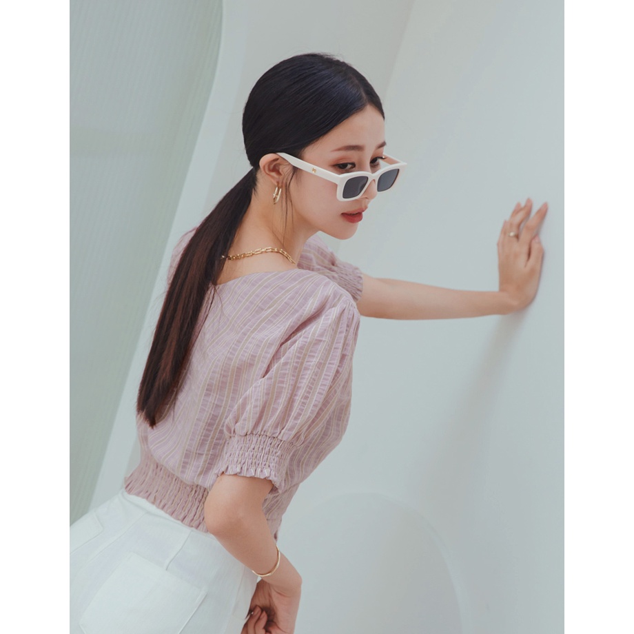Áo cổ vuông kẻ sọc cut out nhẹ nữ Air Space 2121821063