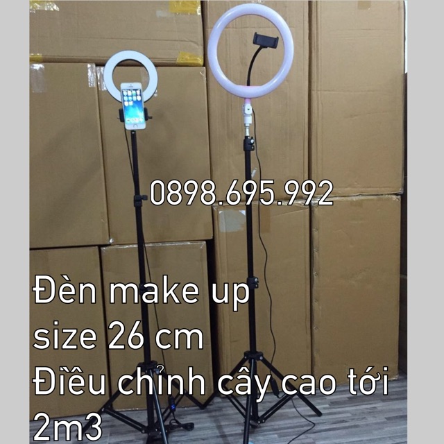 Đèn make up, đèn led right, cây live stream đa năng size đèn 26 cm tuỳ chỉnh được độ cao và ánh sáng cực chắc chắn