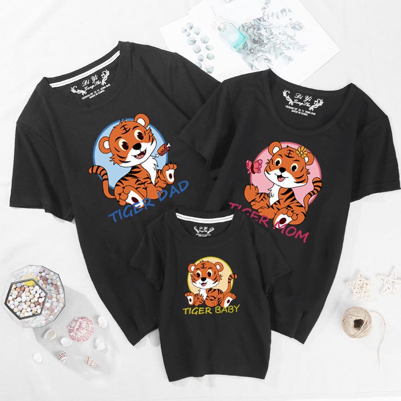 Áo Gia Đình Familylove - Mẫu Đồng Phục Gia Đình Họa Tiết Tiger Family Tiger Dad,mom,baby Chất Liệu Cotton 100% Co Giãn