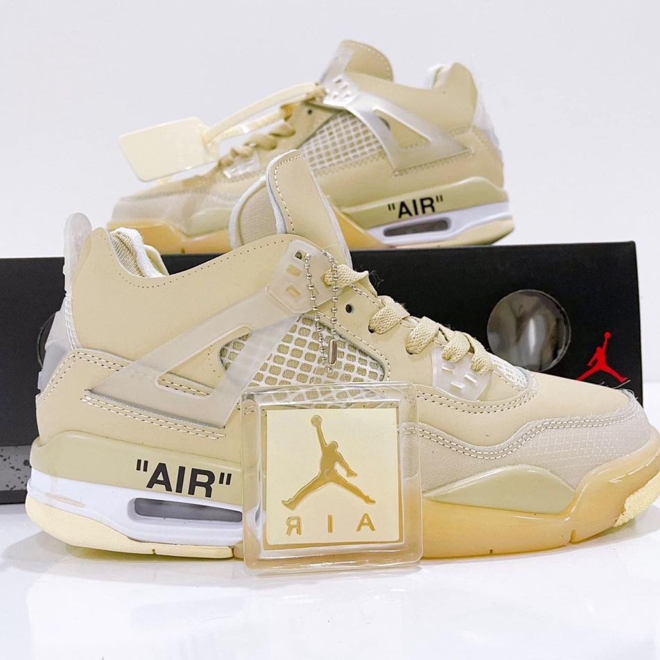 Giày thể thao Jordan 4 vàng kem, Giày JD4 off white phối đồ nam nữ cực chất bản đẹp 2022 Full box bill tặng kèm dây