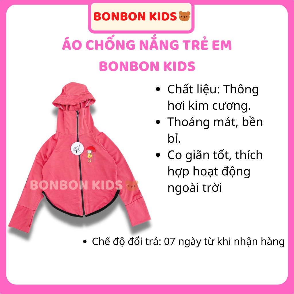 Áo Chống Nắng Cho Bé Trai, Gái 1, 2, 3, 4, 5 Tuổi Thông Hơi Kim Cương Chống Tia UV Hàng Cao Cấp BONBON KIDS