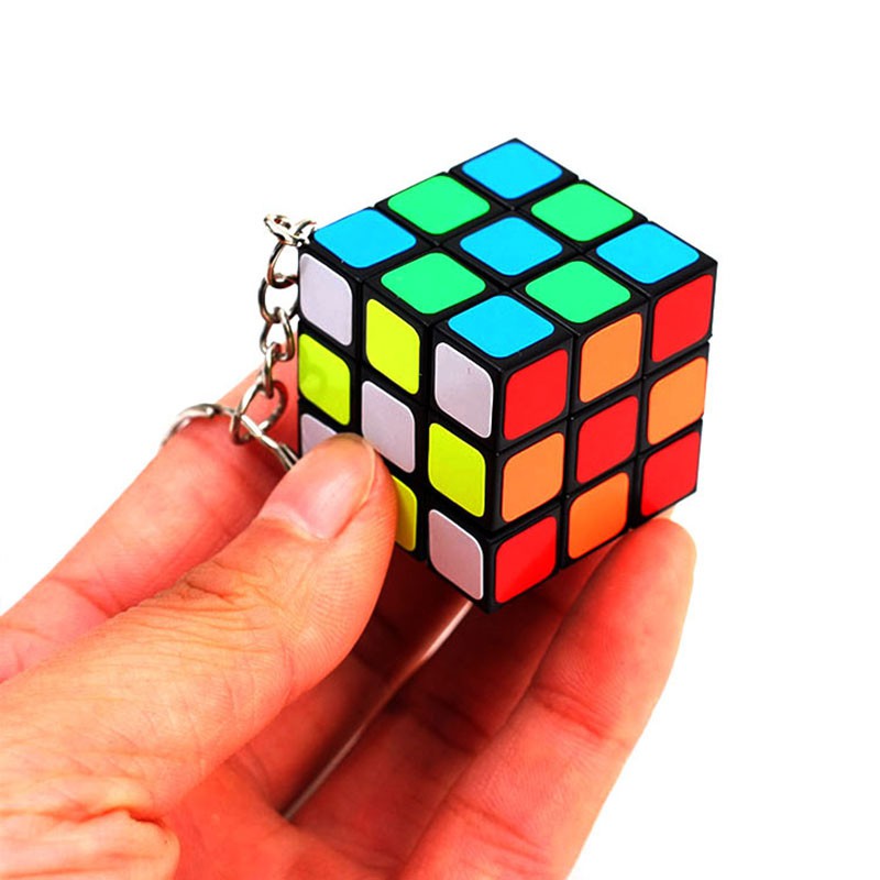 Móc chìa khóa hình khối rubik Mini 3x3 giảm căng thẳng cho bé