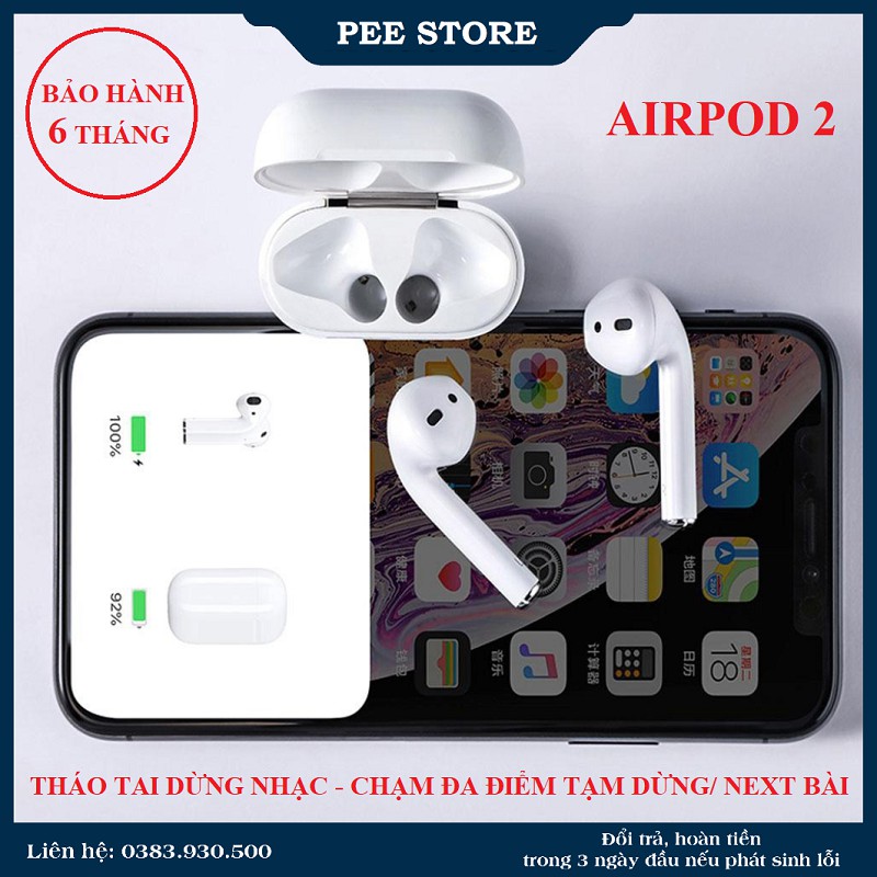 AIRPODS 2 tai nghe bluetooth tws đổi tên Phiên Bản cao cấp - PEE STORE