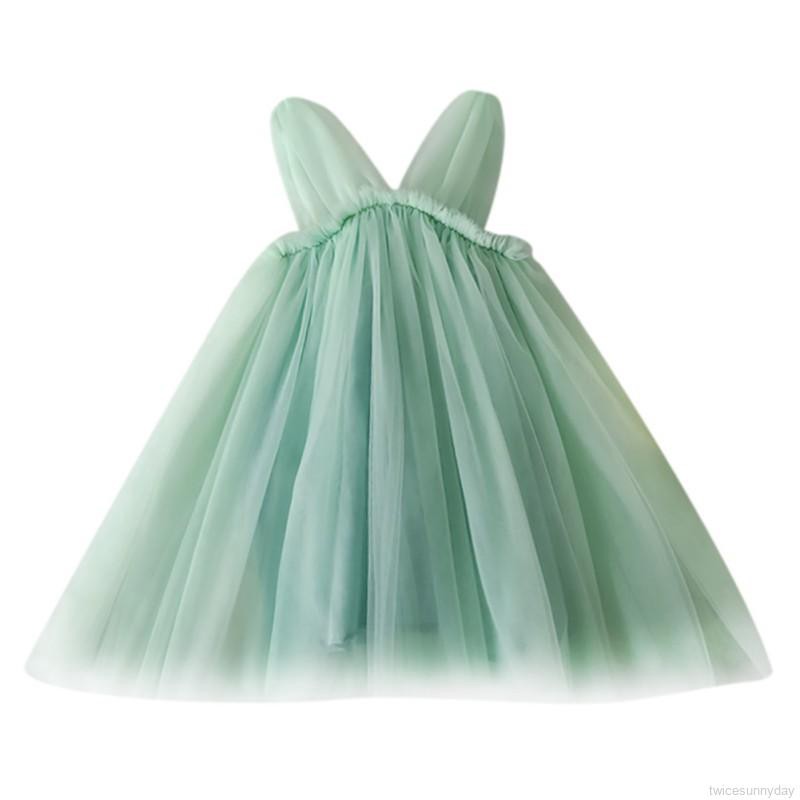 Đầm công chúa sát nách màu trơn cho bé