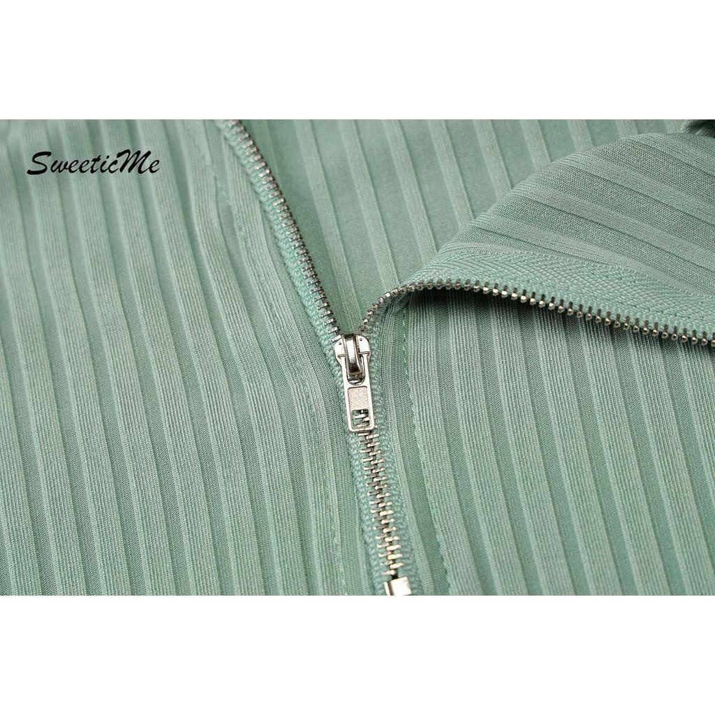 Đầm Cổ Chữ V Cài Khóa Zip Thời Trang Cho Nữ